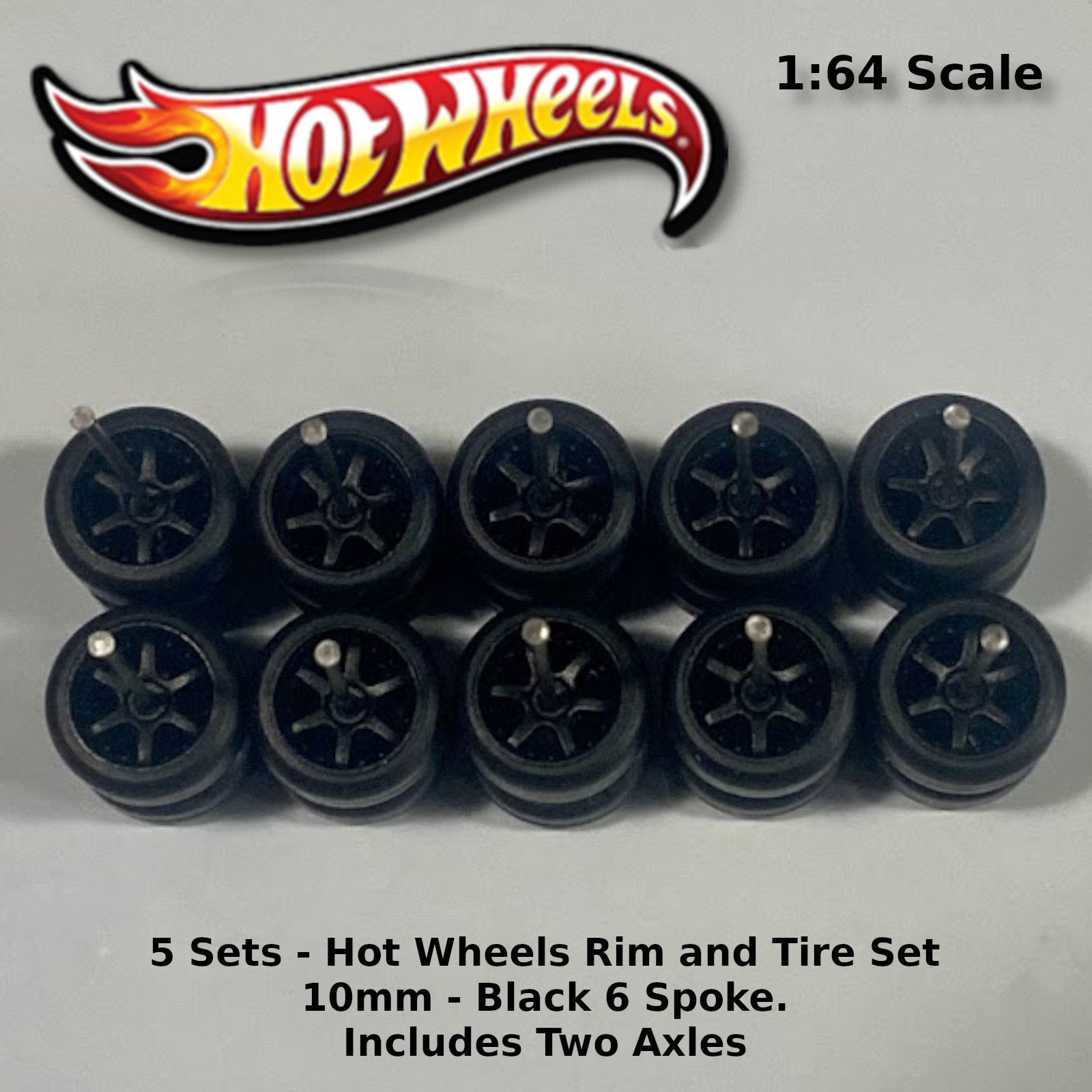 1:64 Scale Alloy Wheels & Rubber Tires Set - Silver Rims For Model Car Customization-823740