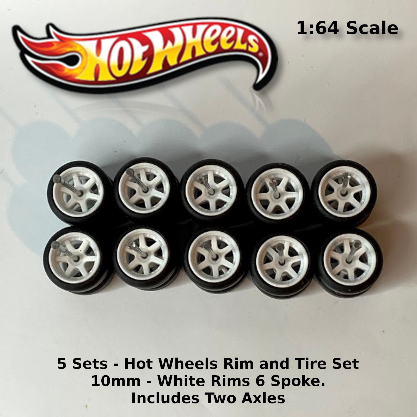 Sets Hot Wheels 10mm/10mm ECO JDM White rims spoke rubber