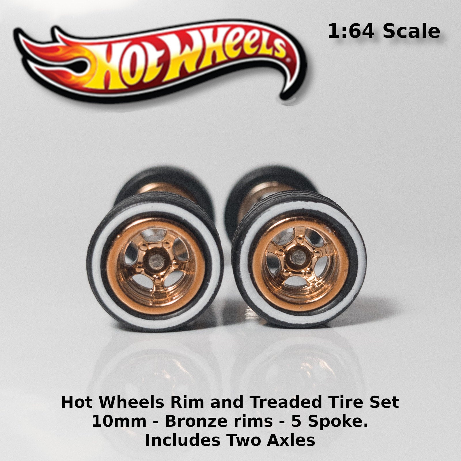 Hot Wheels 10mm/10mm Watanabe Chrome rims 8 spoke rubber