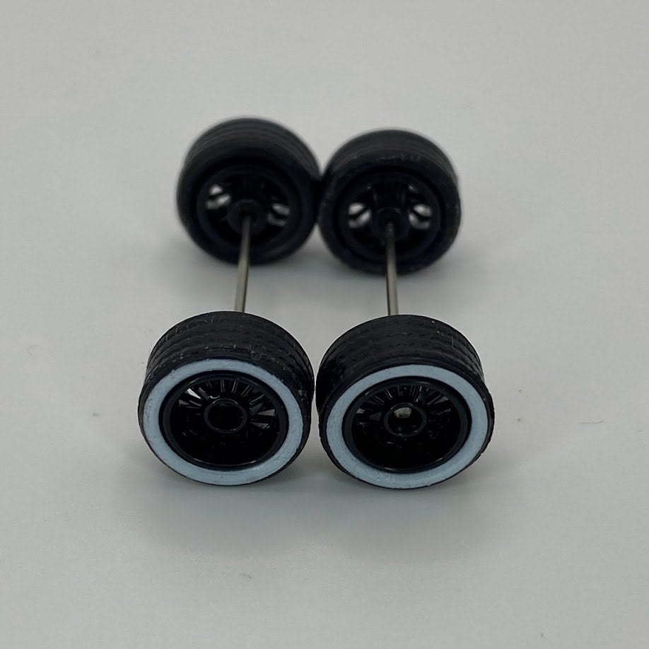 10/10mm Black Whitewall 15 spoke Low Rider Real Riders Wheel Set for 1/ ...
