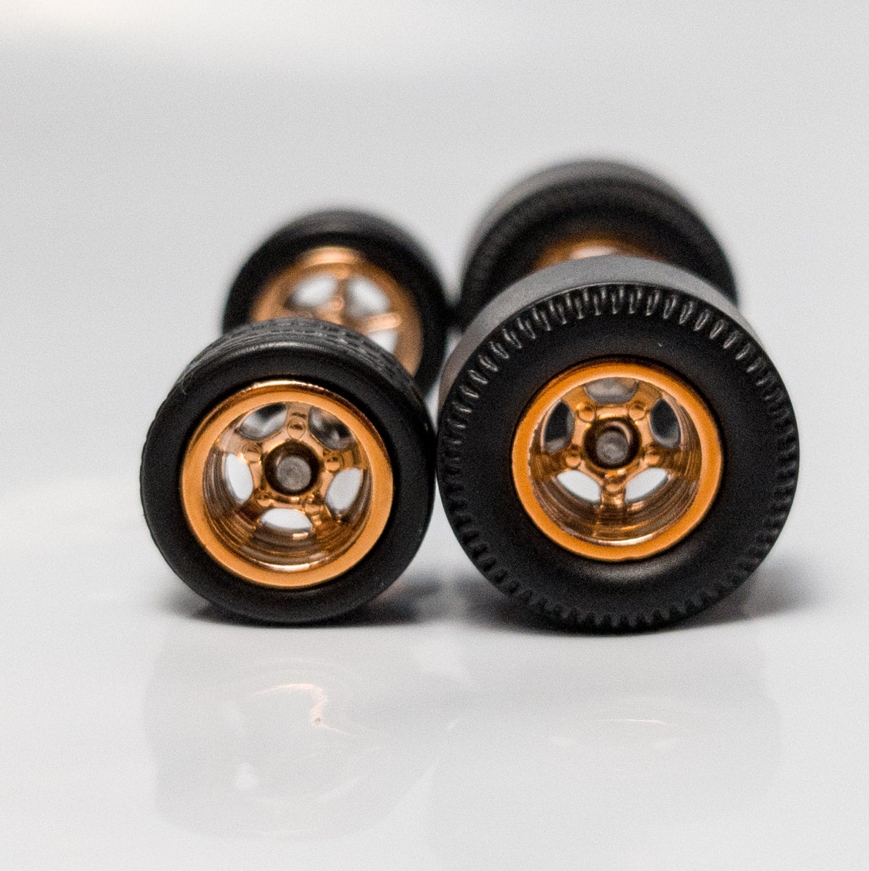 Hot Wheels Muscle Car Long Axle Bronze spoke Blackwall Tire Drag Slicks  10mm/12mm